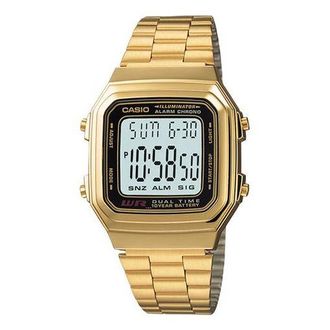 Casio Couple Quartz Waterproof Unisex Mens GoldYellow Digital A178WGA-1ADF