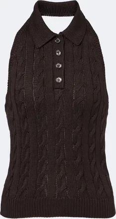 Ralph Lauren Collection Cable-knit silk halterneck top