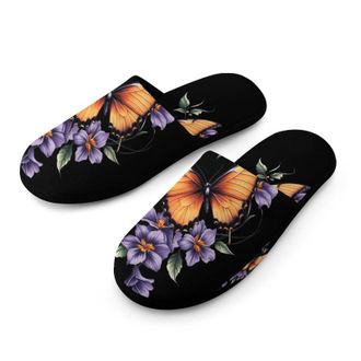 Generic Butterflys Hibiscus Syriacus Flowers Mens House Slippers Slip Indoor Slipper On Shoes Warm Outdoor