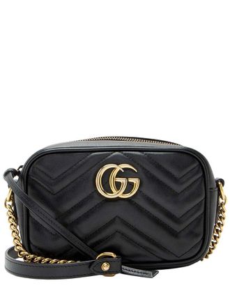 Gucci Black Leather Matelasse Gg Marmont Mini Camera Bag (Authentic Pre-Loved)