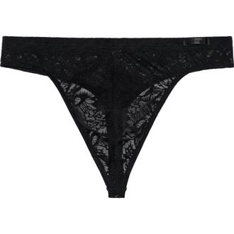 HOM Free Cut Lace Thong in Black at Nordstrom, Size Xx-Large