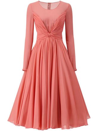 Giambattista Valli gathered-twist flared midi dress - Orange
