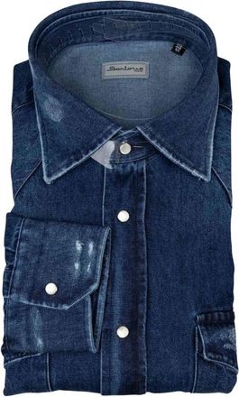 Sartorio Napoli Hombre, Camisas, Azul, Talla: L