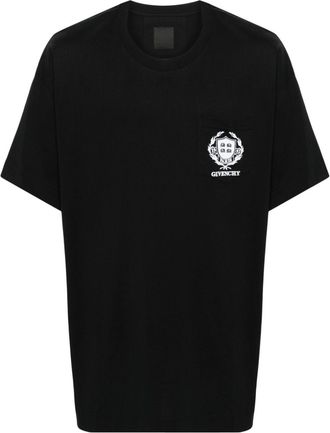Givenchy logo-embroidered cotton T-shirt - men - Cotton - S - Black