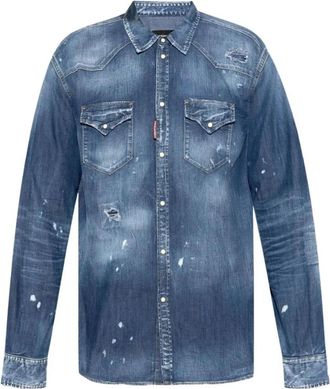 Dsquared2 Graphic T-Shirt - Heren - Spijkeroverhemden - Blauw - S - Denim - Overhemden