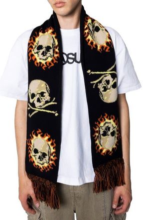 Pleasures Zine Cotton Scarf in Black at Nordstrom