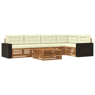 vidaXL Conjunto De Sof&aacute;s De Exterior 6 Pcs Natural Y Crema Vidaxl