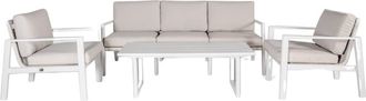 Kactus Republic Conjunto sofá jardín 4pz de aluminio color perla y ratán sintético