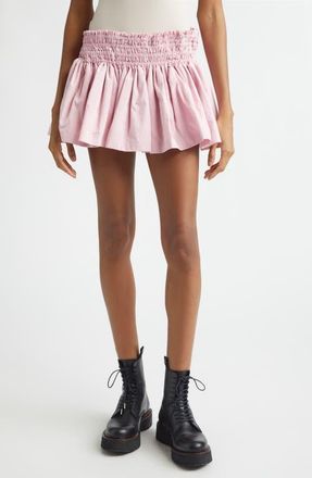Paolina Russo Track Shirred Miniskirt in Pink at Nordstrom, Size Medium