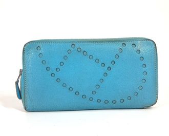 Hermès Blue Leather Long Wallet (Bi-Fold) (Pre-Owned)