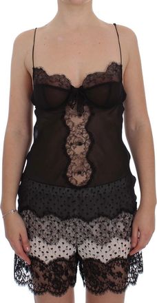 Dolce & Gabbana Black Silk Lace Babydoll Lingerie Womens Top