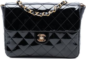 Chanel Pre-owned Womens Cc Quilted Patent Straight Single Flap - Black Leather - One Size