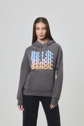 Bench Sweatshirt BENCH. TRIXE_HOODY, Damen, Gr. 36, schwarz (charcoal), Sweatware, Obermaterial: 60% Baumwolle, 40% Polyester, bedruckt, Sweatshirts Sweatsh