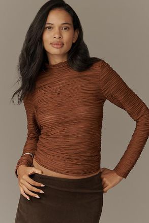 Pilcro Metallic Textured Turtleneck Top