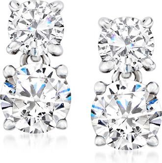Ross-Simons Diamond Drop Earrings in Platinum