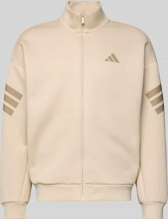 adidas Regular Fit Sweatjacke mit Stehkragen in Beige, Gr&ouml;&szlig;e XXL