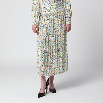 Valentino Gonna midi multicolore in seta con pliss&eacute;