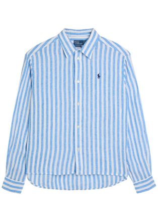 Polo Ralph Lauren Striped Linen Shirt - Blue - XL (UK16 / XL)