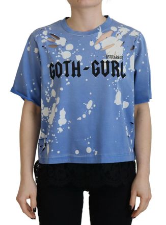 Dsquared2 Dsquared&sup2; Goth Gurl Print Lace Cotton Tee Womens T-shirt (Pre-Owned)