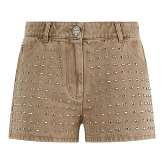 Pinko Denim Shorts, female, Beige, Size: W28 Denim shorts with studs