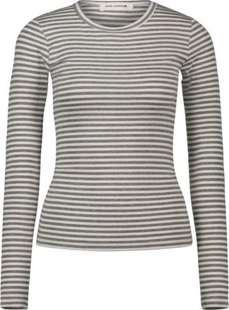 Sofie Schnoor Lange Mouw Grijze Gestreepte Blouse - Dames - Longsleeves - Grijs - XL - Spandex - Tops