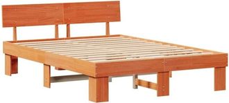 vidaXL Estructura de cama con cabecera Marrón cera 160 x 200 cm vidaXL