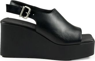 Vic Mati&eacute; K10 Block Wedge Sandal - Dames - Sleehakken - Zwart - 39 EU - Leer - Schoenen