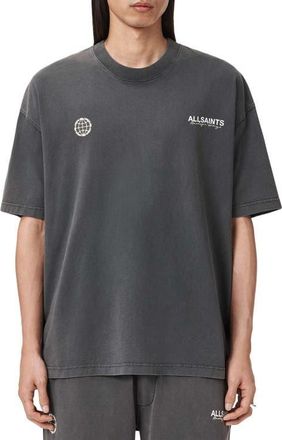 AllSaints Emblem Cotton Graphic T-Shirt in Washed Black at Nordstrom, Size Xx-Large