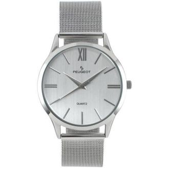Peugeot Minimalist Clean Dial Steel Mesh Bracelet Watch - 40MM in Silver at Nordstrom