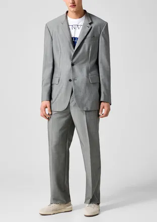 Lanvin Mens Faux-plain grey pleated pant