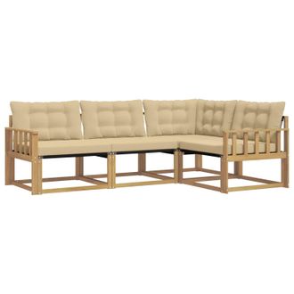 vidaXL Conjunto De Sof&aacute;s De Exterior Con Coj&iacute;n 4 Pcs Y Beige Vidaxl