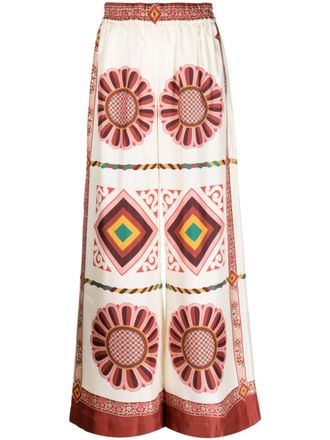 La DoubleJ Pantaloni a palazzo con stampa - Bianco