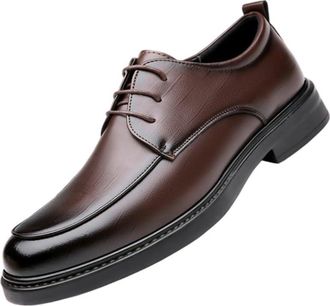 Generic Mens Lace Up Dress Shoes Slip Resistant Breathable Oxfords Business Formal Work Wedding Shoes Fashionable Leather Footwear(Brown,10.5)
