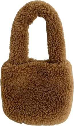 Generic Imitation lamb wool bag womens winter solid color hand-held bucket bag