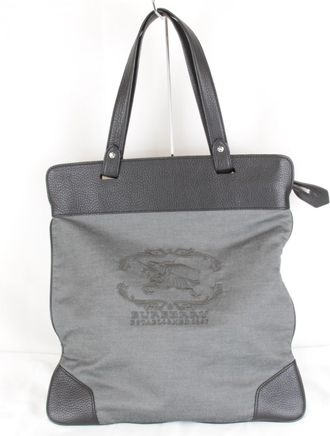 Burberry Dark Gray Gray Canvas Tote Bag (Pre-Owned)