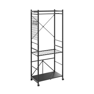 SoBuy Sobuy Perchero De Pie Gris Oscuro Con Ruedas Estanter&iacute;a Con Ruedas De 4 Ganchos En S Organizador De Entrada De Metal Pintado 70&times;38&times;175 Cm Capacidad De