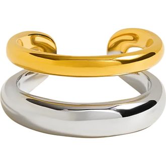 Gabi Rielle Two-Tone Adjustable Parallel Band Ring in Gold /Silver at Nordstrom Rack