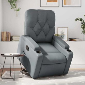 vidaXL Sill&oacute;n Reclinable Elevable Cuero Artificial Gris Vidaxl