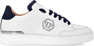 Philipp Plein logo-appliqu&eacute; lace-up sneakers - unisex - Leather - 36 - White