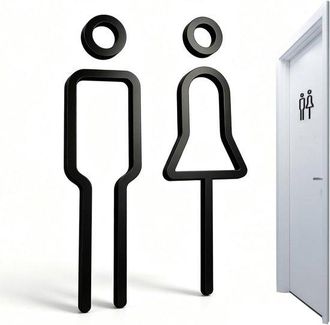 OEM Elegante Letrero Autoadhesivo De Acr&iacute;lico Para Ba&ntilde;os Con S&iacute;mbolos Masculinos Y Femeninos, Ideal Para Ba&ntilde;os De Visitas Y Puertas De Ba&ntilde;os