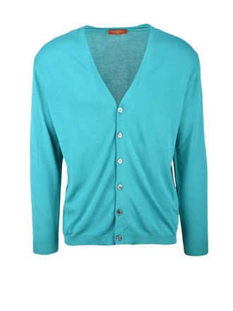 Daniele Fiesoli Aqua Green Button Cotton Cardigan
