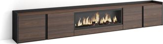 Skraut Home Skraut Home - Mueble Tv, Televisi&oacute;n, Muebles De Sal&oacute;n, Almacenaje, 315x35x50cm, Para Tv Hasta 80, Chimenea El&eacute;ctrica Xxl, Estilo Moderno, Roble Oscuro