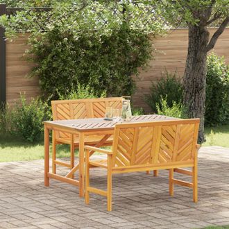 Berkfield Home 3 Piece Garden Dining Set Solid Wood Acacia in Brown
