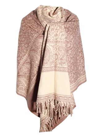 Tibet LIGHT BROWN FLORAL HANDMADE SCARF SHAWL WRAP DECORATION BLANKET OVERSIZED REVERS ABLE WINTER SCARF PURE YAK WOOL SCARF SHAWL