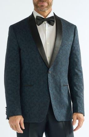 The Savile Row Company Floral Jacquard Evening Jacket in Dark Teal at Nordstrom Rack, Size 42 Regular