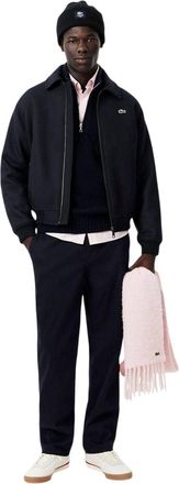 Lacoste Muts van geribbeld breisel met patch (Zwart)
