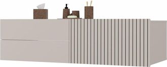 Topeshop Tigo 1d2s - Mueble Bajo Lavabo Roble Frente Ranurado 2 Cajones - 140x37,5x53 Cm - Cachemire