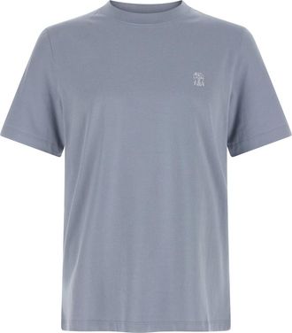 Brunello Cucinelli Light Blue Logo Print T-shirt