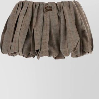 Miu Miu virgin wool embroidered pleated mini skirt