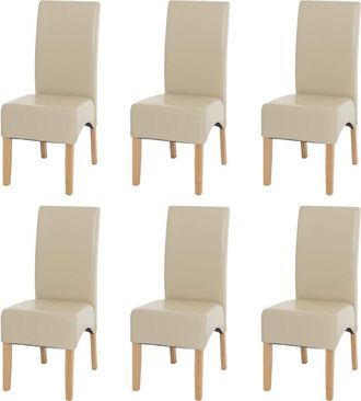 Hhg Hhg - Lote De 6 Sillas De Comedor Silla De Cocina Silla Latina, Cuero, Crema, Patas Claras